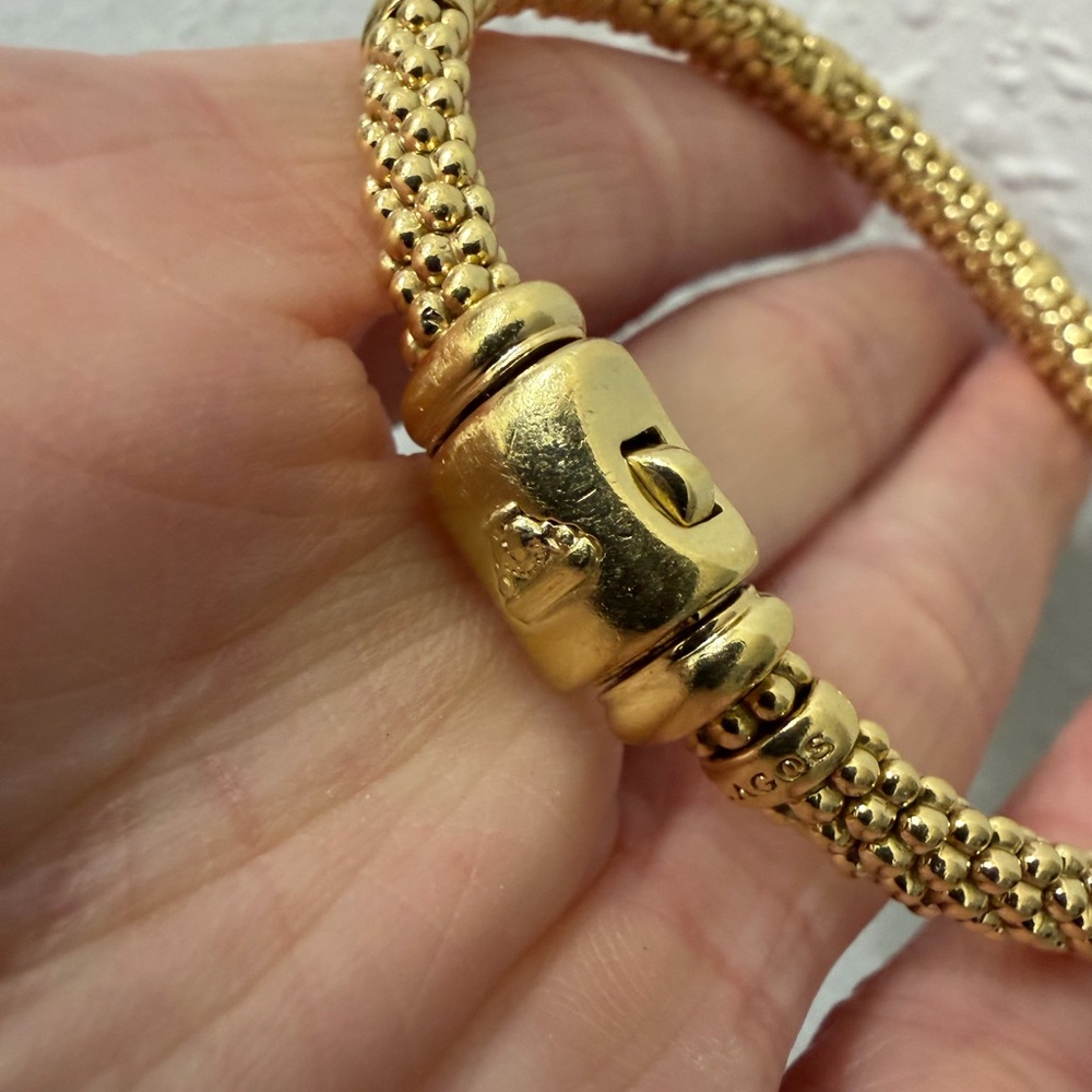 Lagos 18K Gold Station Caviar Bracelet | 6mm | Size M - Picture 7 of 11